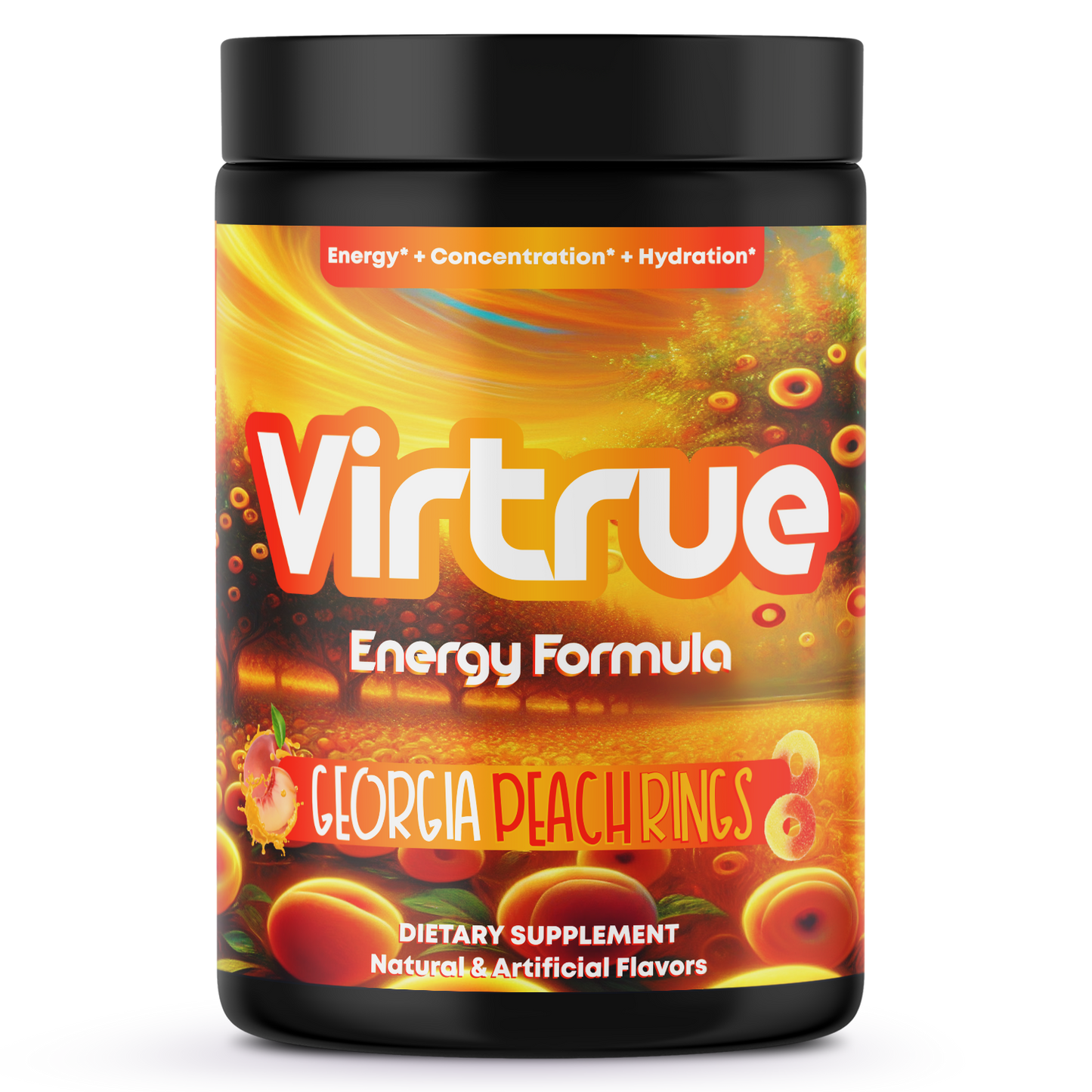 Georgia Peach Rings Pre-Workout Energy Powder + Focus Boost & Hydration | Sugar Free