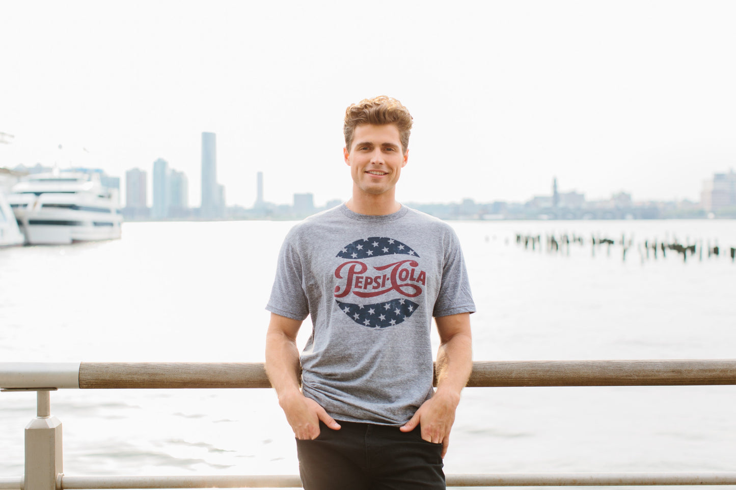 Pepsi Cola Stars T-Shirt - Gray