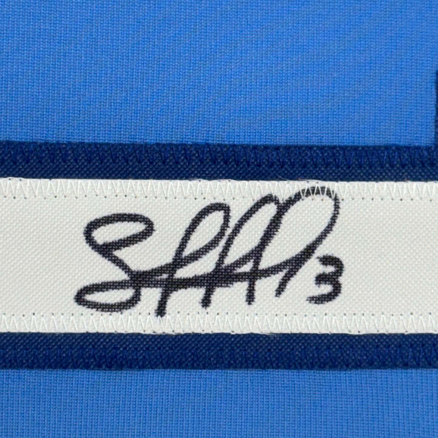 Framed Autographed/Signed Salvador Perez 35x39 Kansas City Blue Baseball Jersey Beckett BAS COA