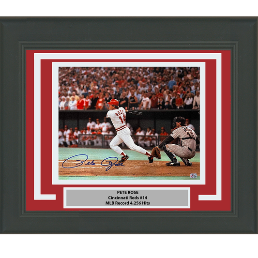 Framed Autographed/Signed Pete Rose Cincinnati Red 16x20 Baseball Photo Athlete Hologram COA Holo #3