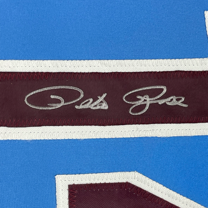 Framed Autographed/Signed Pete Rose 35x39 Philadelphia Retro Blue Baseball Jersey JSA COA