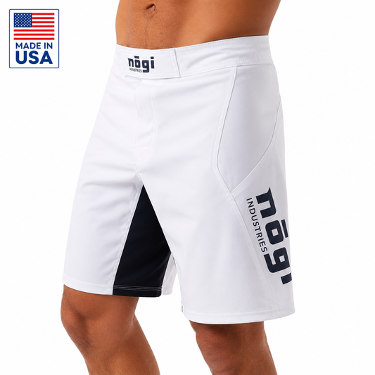 Phantom 4.0 Fight Shorts – Arctic White & Gray – Made in USA
