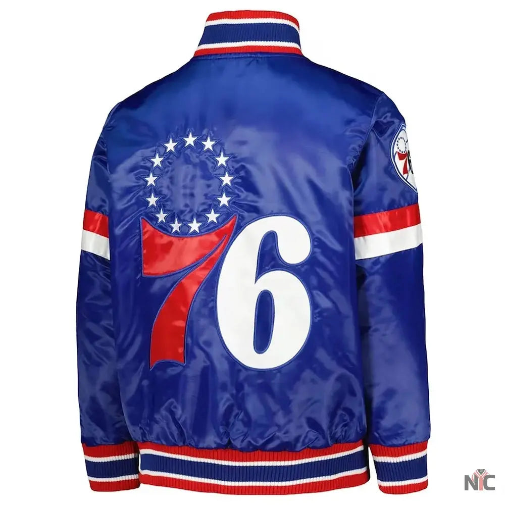 Philadelphia 76ers Home Game Royal Satin Jacket