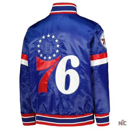 Philadelphia 76ers Home Game Royal Satin Jacket