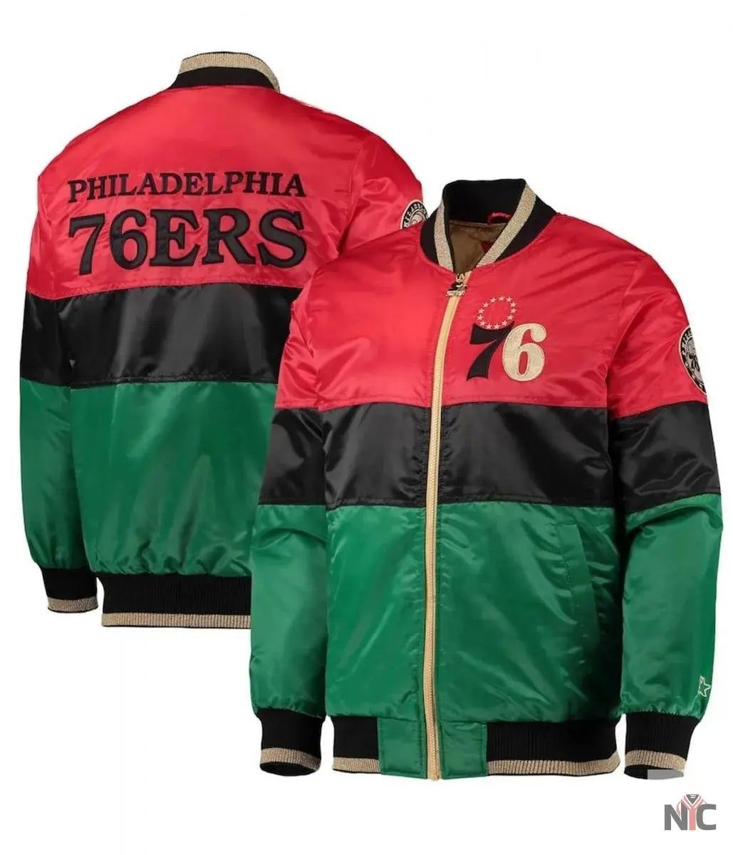 Philadelphia 76ers Satin Full-Zip Jacket