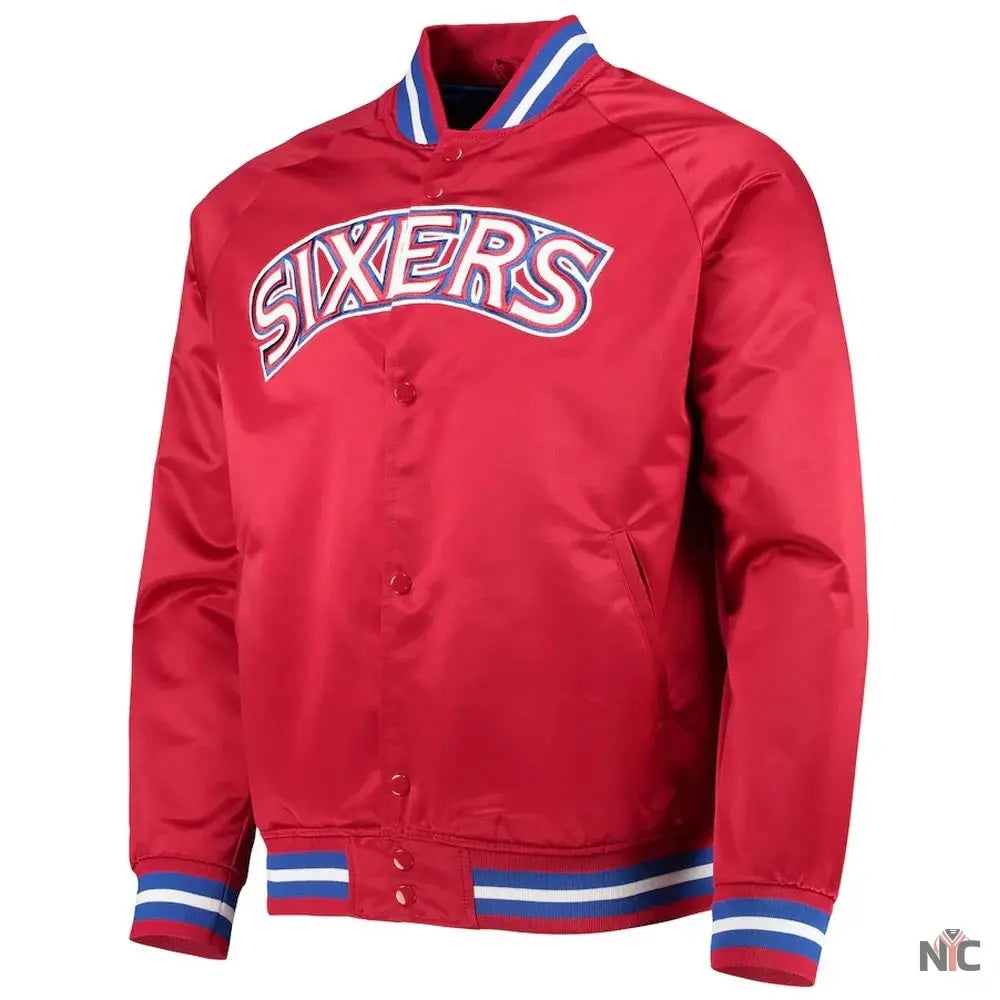 Philadelphia 76ers Sixers Satin Full-Snap Jacket