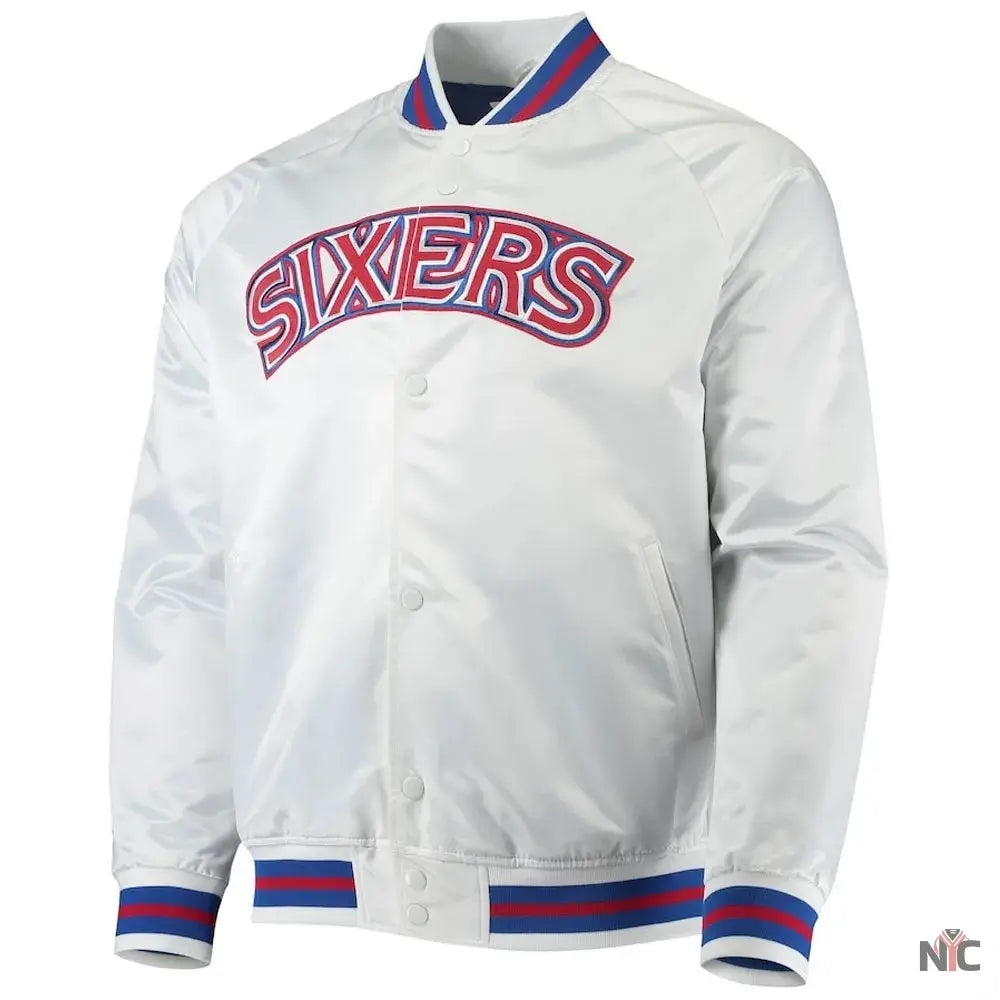 Philadelphia 76ers Sixers Satin Full-Snap Jacket