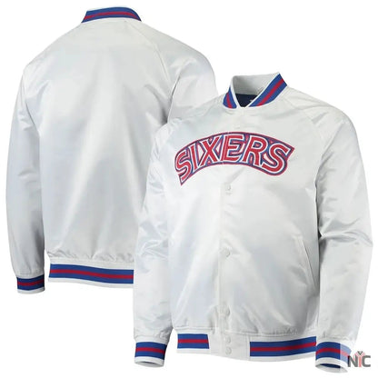 Philadelphia 76ers Sixers Satin Full-Snap Jacket