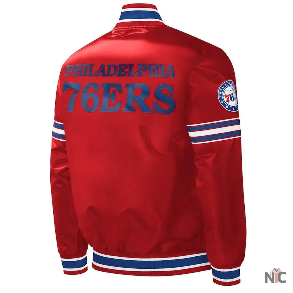 Philadelphia 76ers Slider Red Varsity Satin Jacket