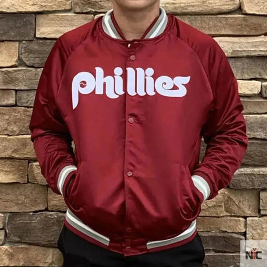 Philadelphia Phillies Satin Raglan Full-Snap Jacket