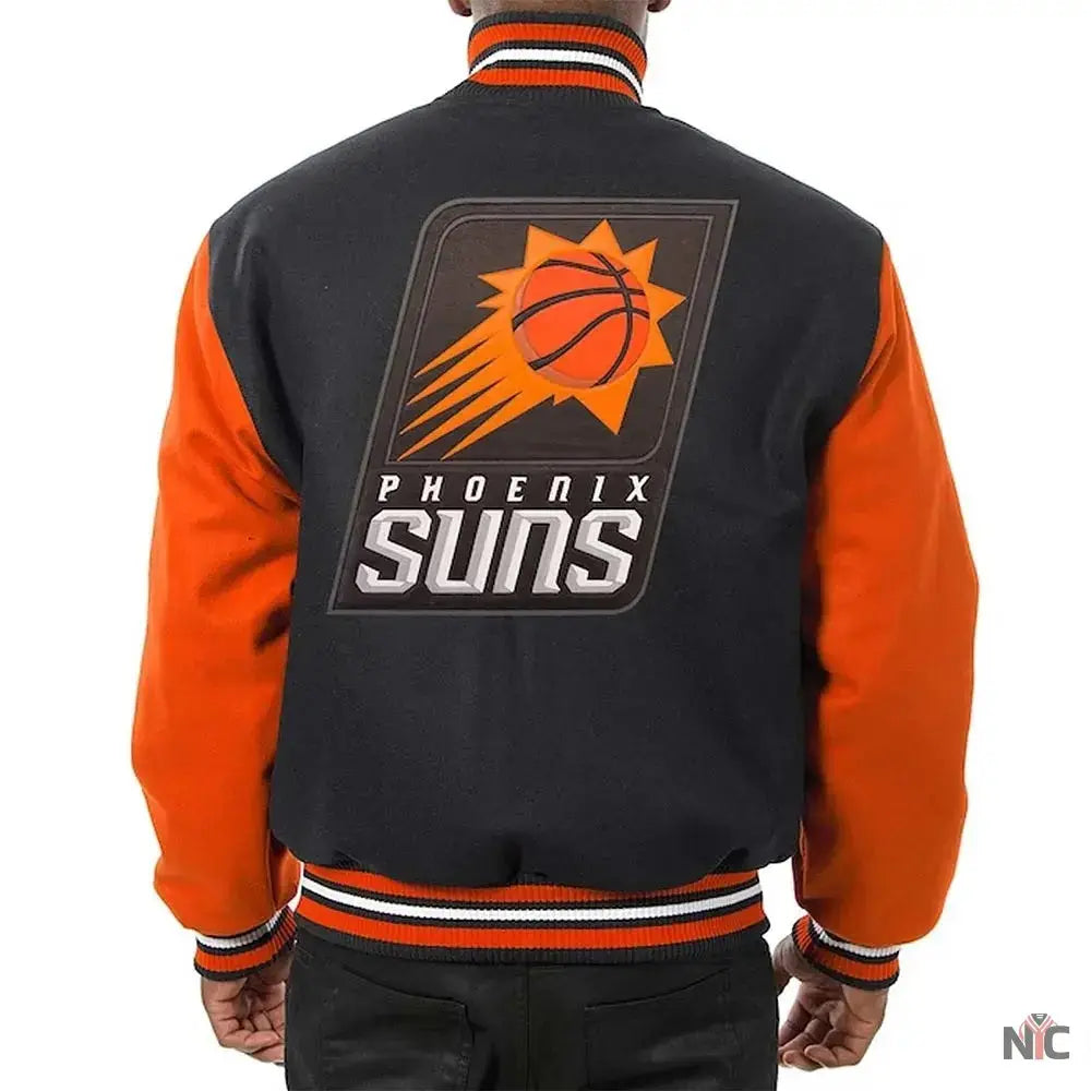 Phoenix Suns Black and Orange Wool Varsity Jacket