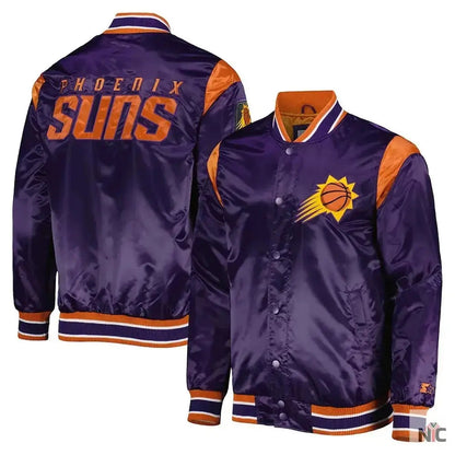 Phoenix Suns Force Play Purple Varsity Satin Jacket