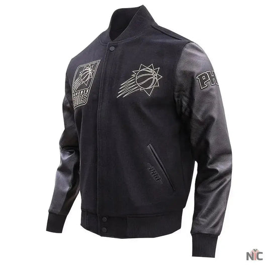 Phoenix Suns Gold Stitch Black Varsity Jacket