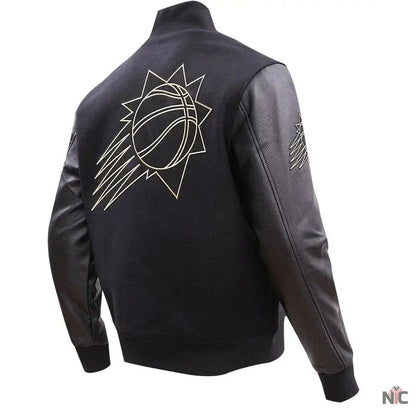 Phoenix Suns Gold Stitch Black Varsity Jacket