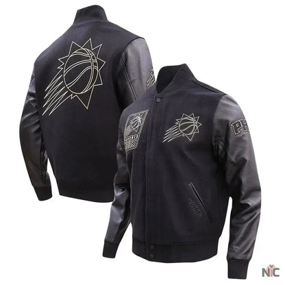 Phoenix Suns Gold Stitch Black Varsity Jacket