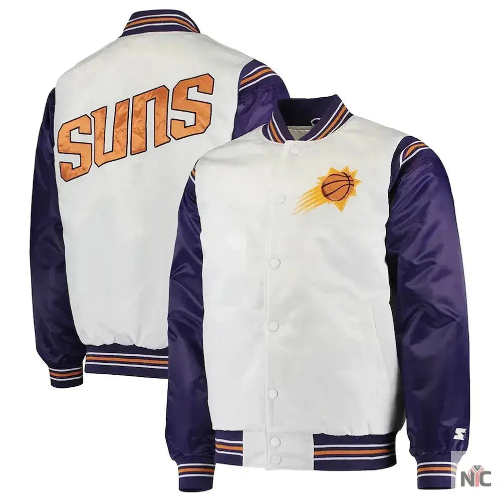 Phoenix Suns White and Purple Renegade Satin Jacket