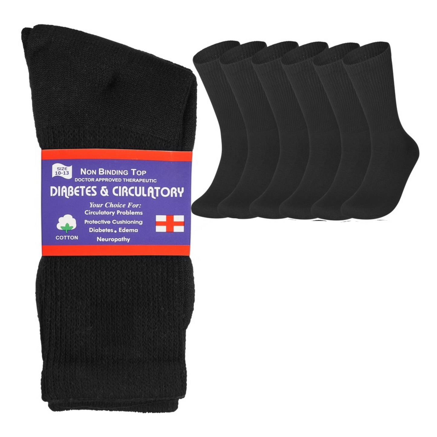 3-12 Pairs Health Circulatory Crew Cotton Diabetic Socks White 9-11 10-13 13-15
