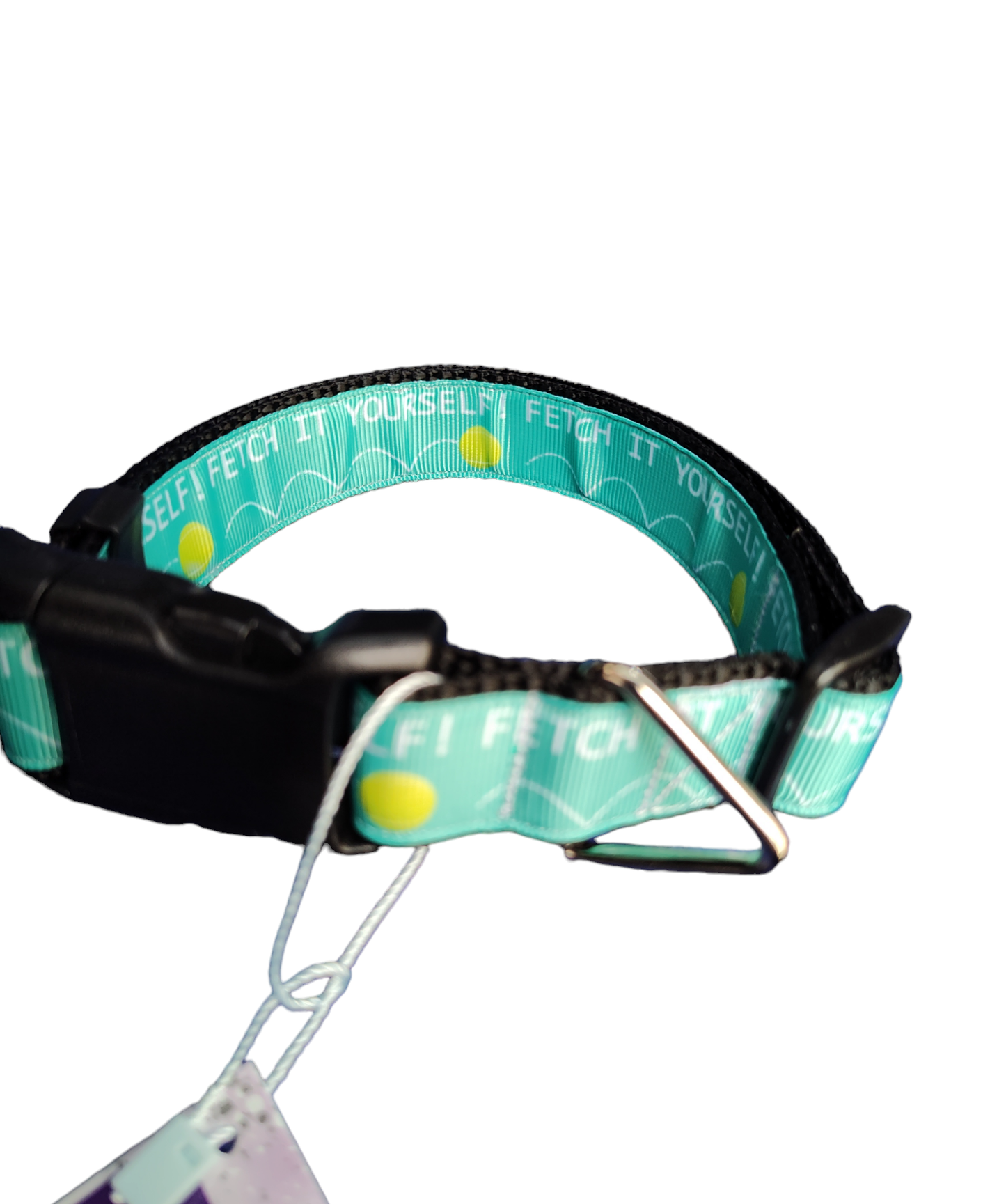 Fetch It Yourself! Black Nylon Dog Collar MD, LG, XL, Leash