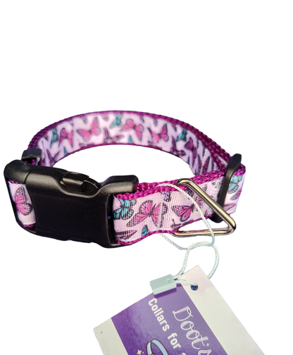 Purple Butterflies Purple Nylon Dog Collar MD, LG, XL, Leash