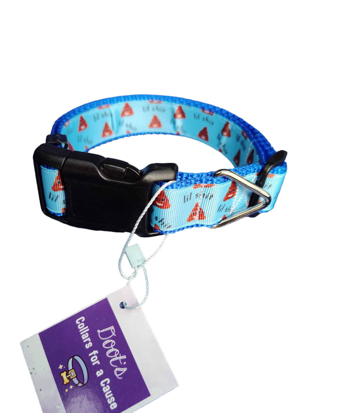 Blue Lil Shit Nylon Dog Collar MD, LG, XL, Leash