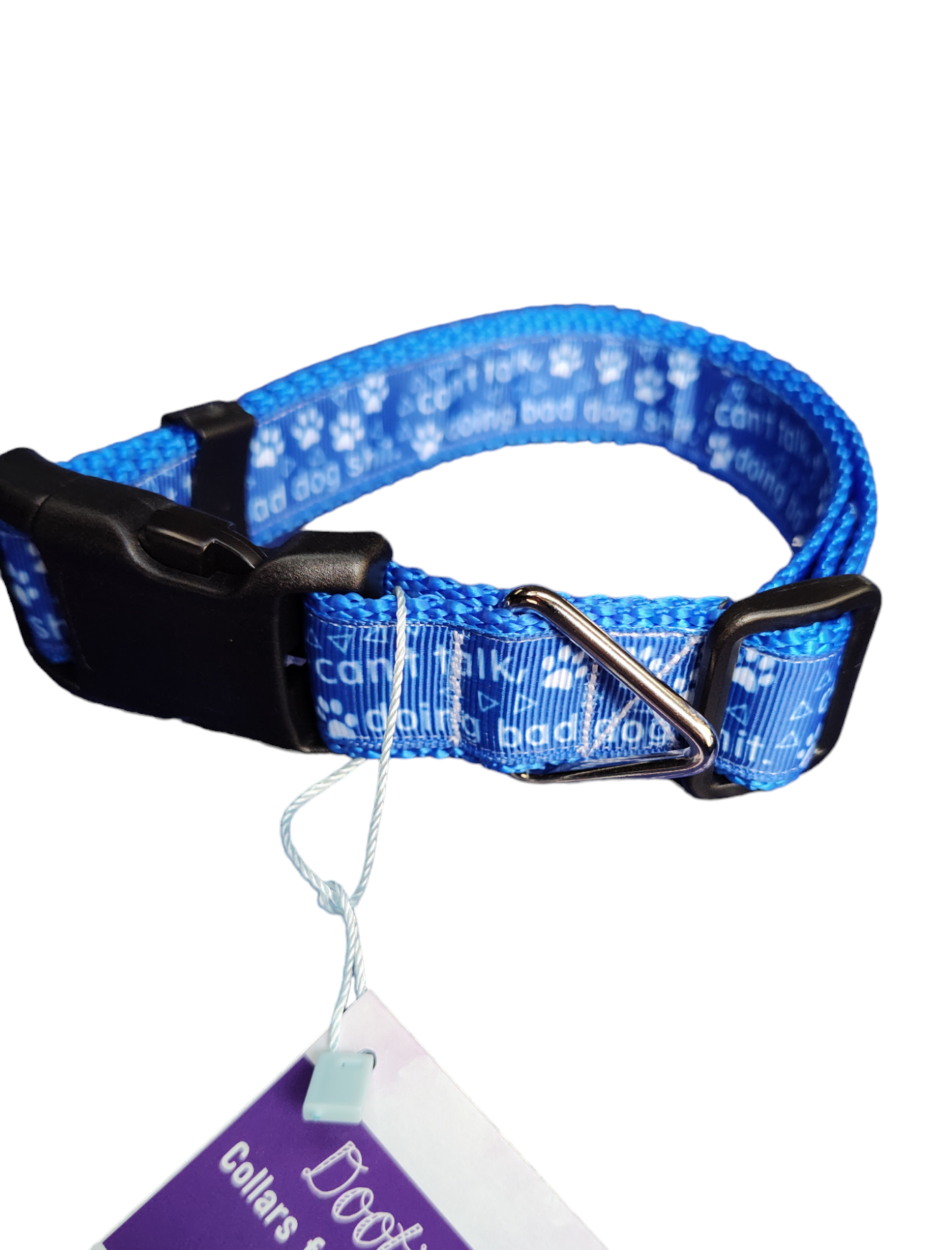 Can't Talk, Doing Bad Dog Shit Blue Nylon Dog Collar MD, LG, XL, Leash