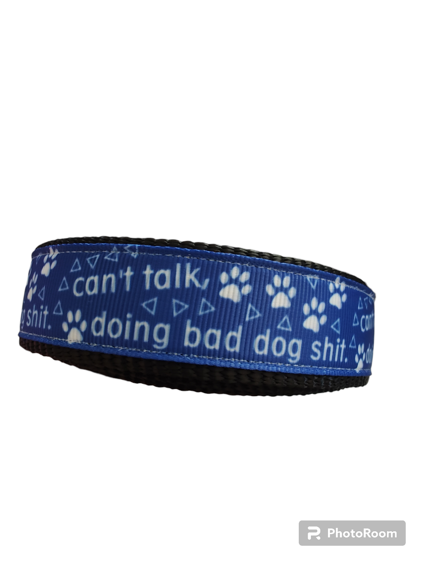 Can't Talk, Doing Bad Dog Shit Black Nylon Dog Collar MD, LG, XL, Leash