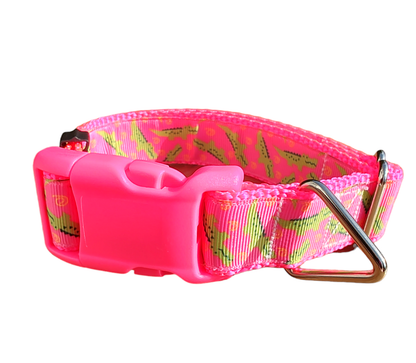 Pink Alligator Hot Pink Nylon Dog Collar MD, LG, XL, Leash