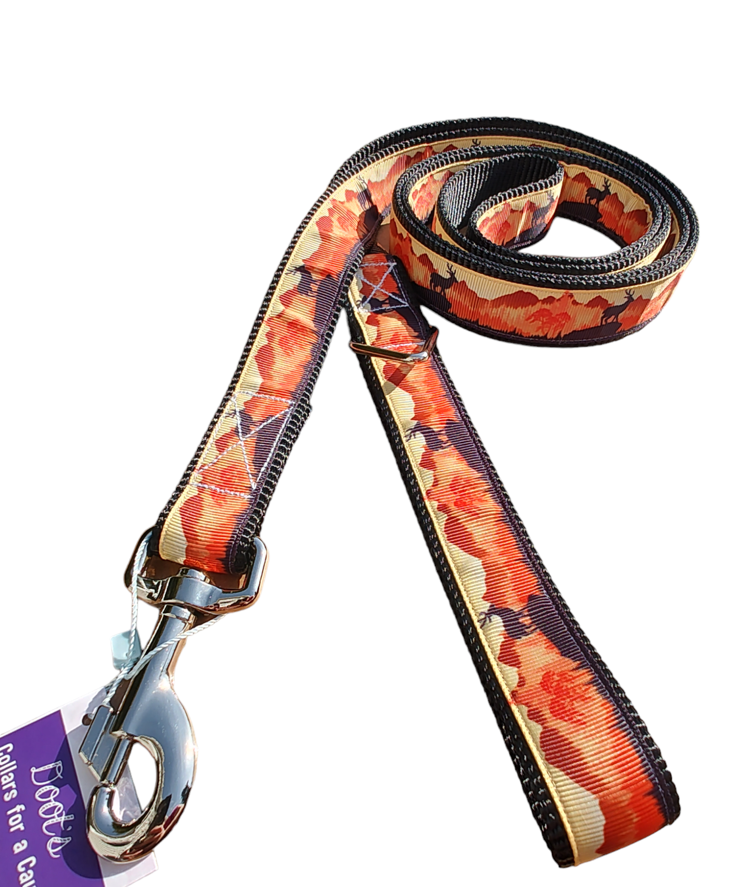 Sunset Forest Black Nylon Dog Collar LG, XL, Leash