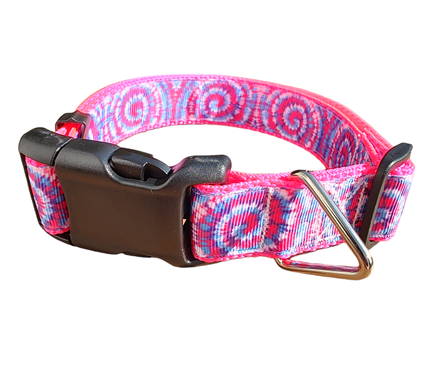 Tie Dye Hot Pink Nylon Dog Collar MD, LG, XL, Leash