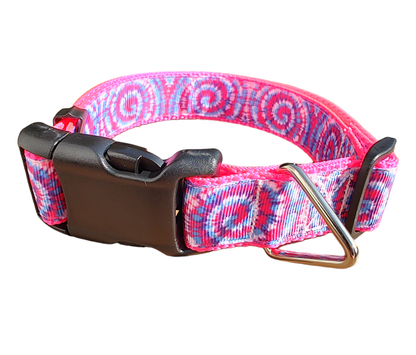 Tie Dye Hot Pink Nylon Dog Collar MD, LG, XL, Leash