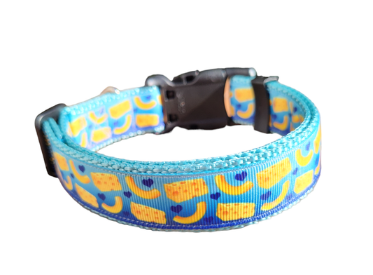 Mac And Cheese Light Blue Nylon Dog Collar MD, LG, XL, Leash, Martingale