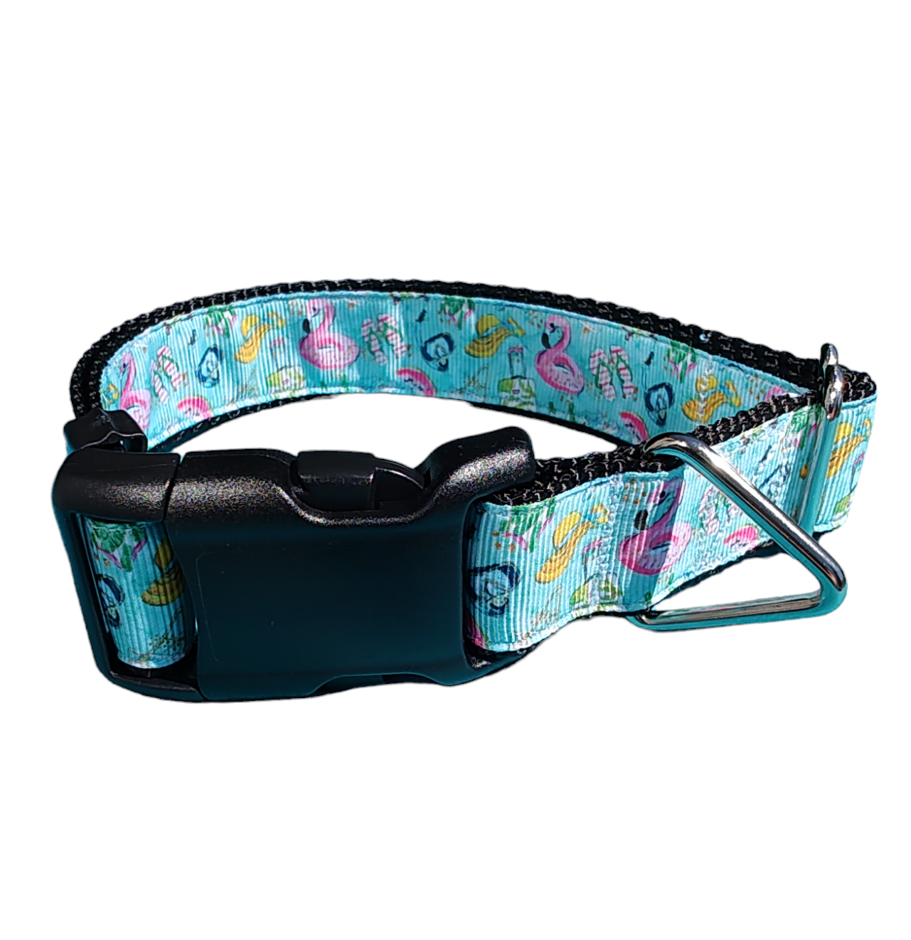 Pool Party Black Nylon Dog Collar MD, LG, XL, Leash