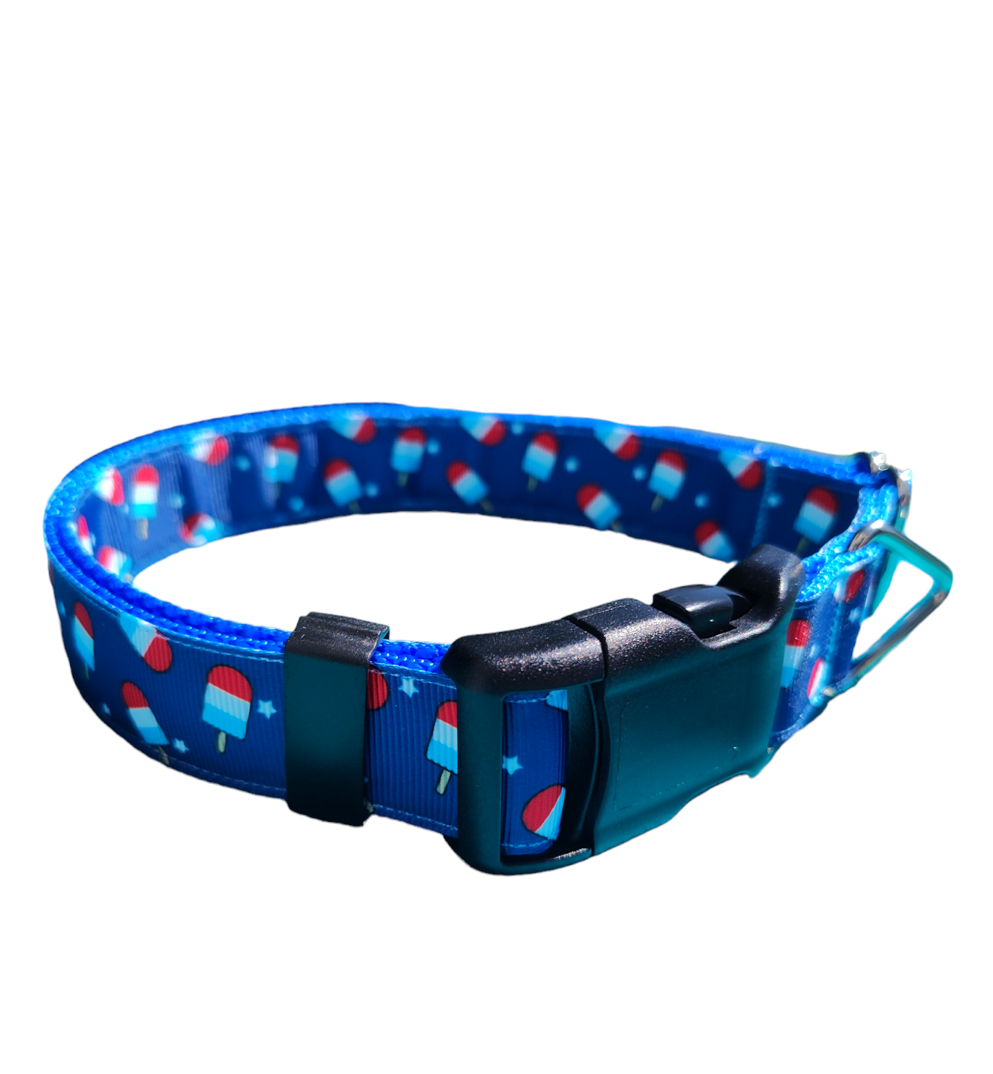 Summer Pop Blue Nylon Dog Collar MD, LG, XL, Leash