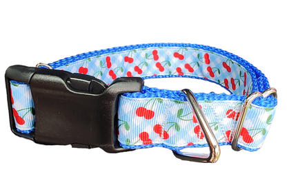Gingham Cherries Nylon Dog Collar