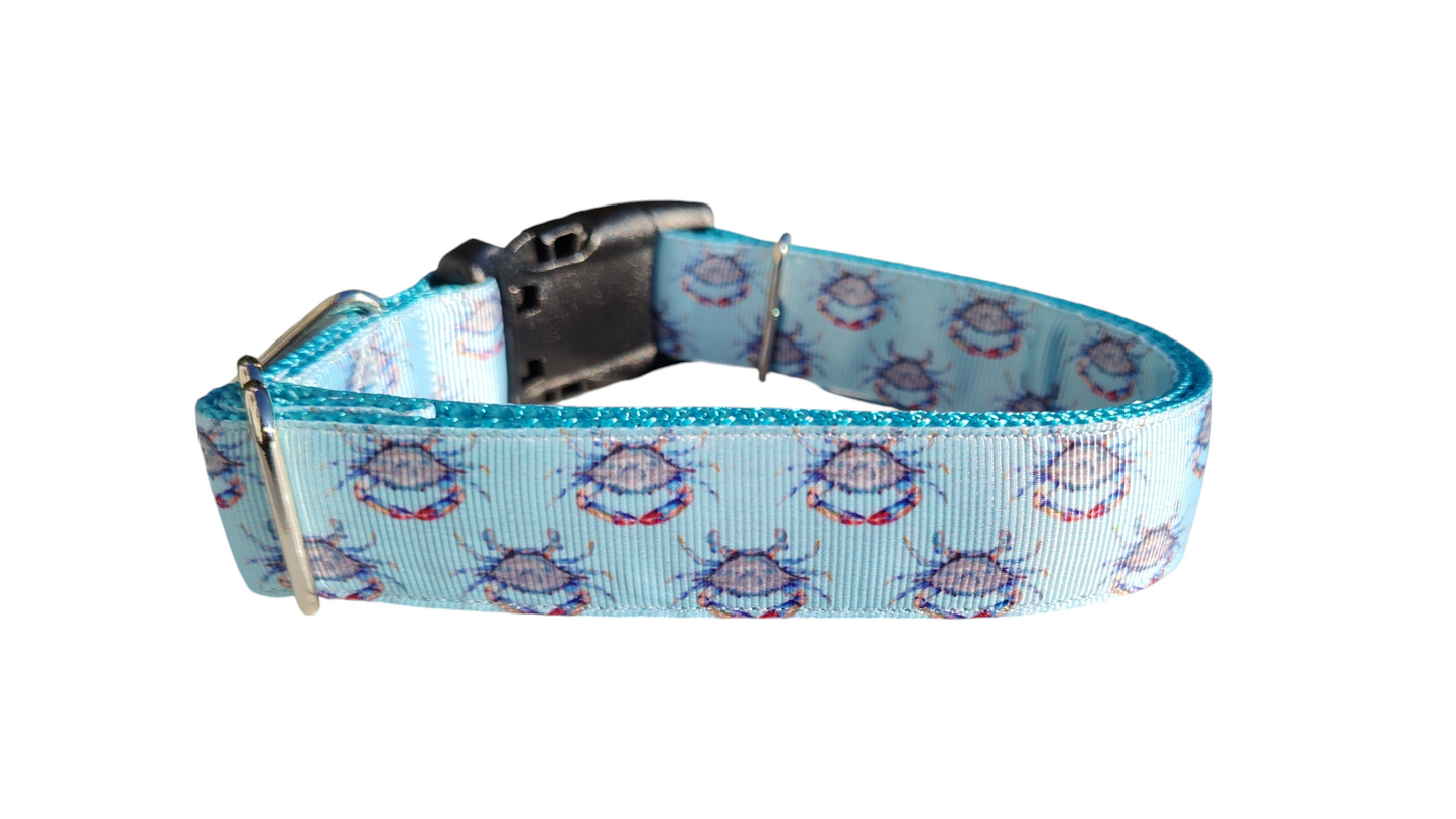 Blue Crab Nylon Dog Collar