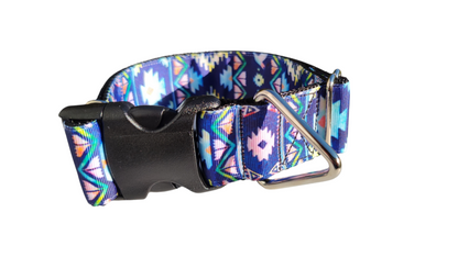 1.5" Wide Blue Tribal Nylon Dog Collar