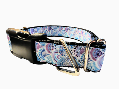 Purple / Blue Fish Mermaid Scales Nylon Dog Collar