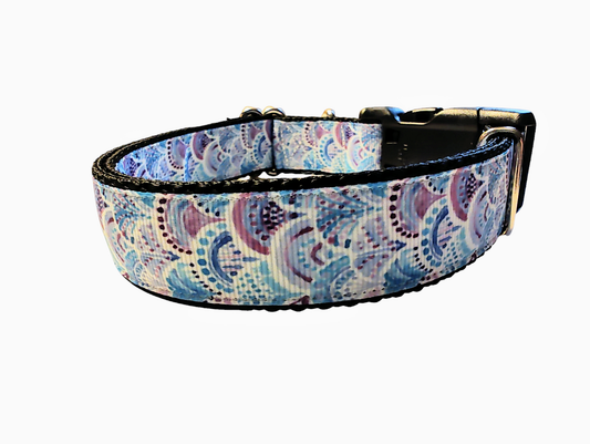 Purple / Blue Fish Mermaid Scales Nylon Dog Collar
