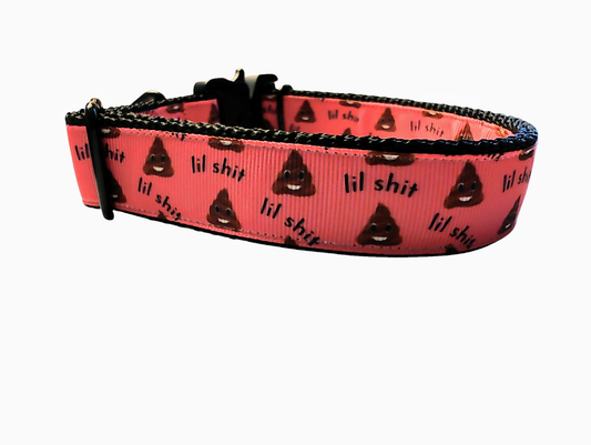 Lil Shit Pink Nylon Dog Collar