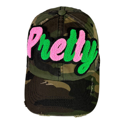 Pretty Dad Hat Camouflage Distressed Adjustable Unisex