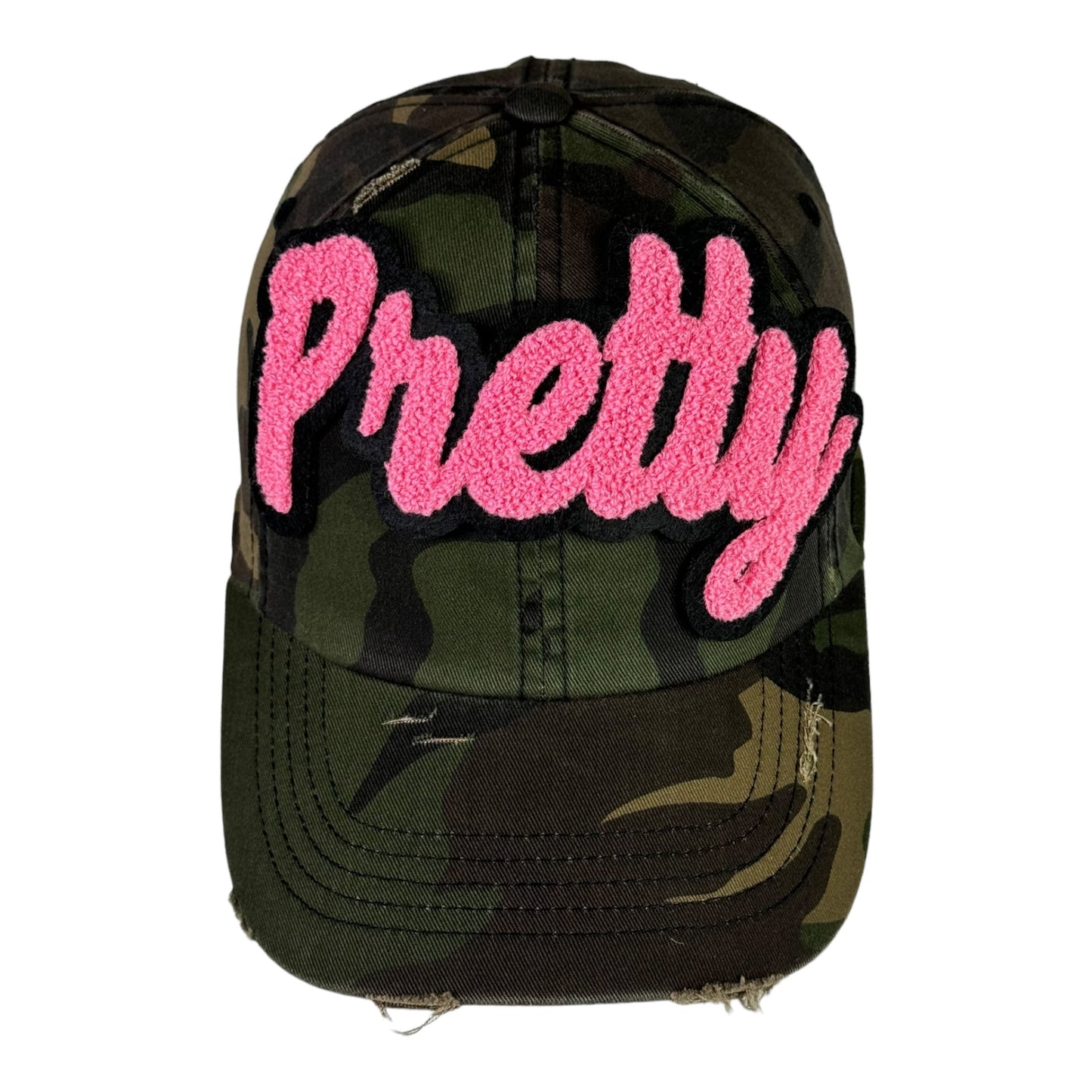 Pretty Dad Hat Camouflage Distressed Adjustable Unisex