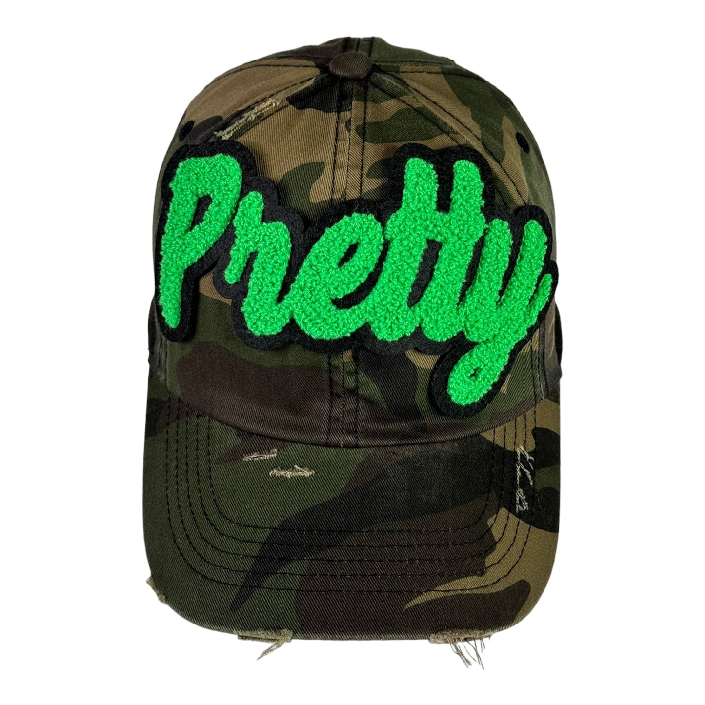 Pretty Dad Hat Camouflage Distressed Adjustable Unisex