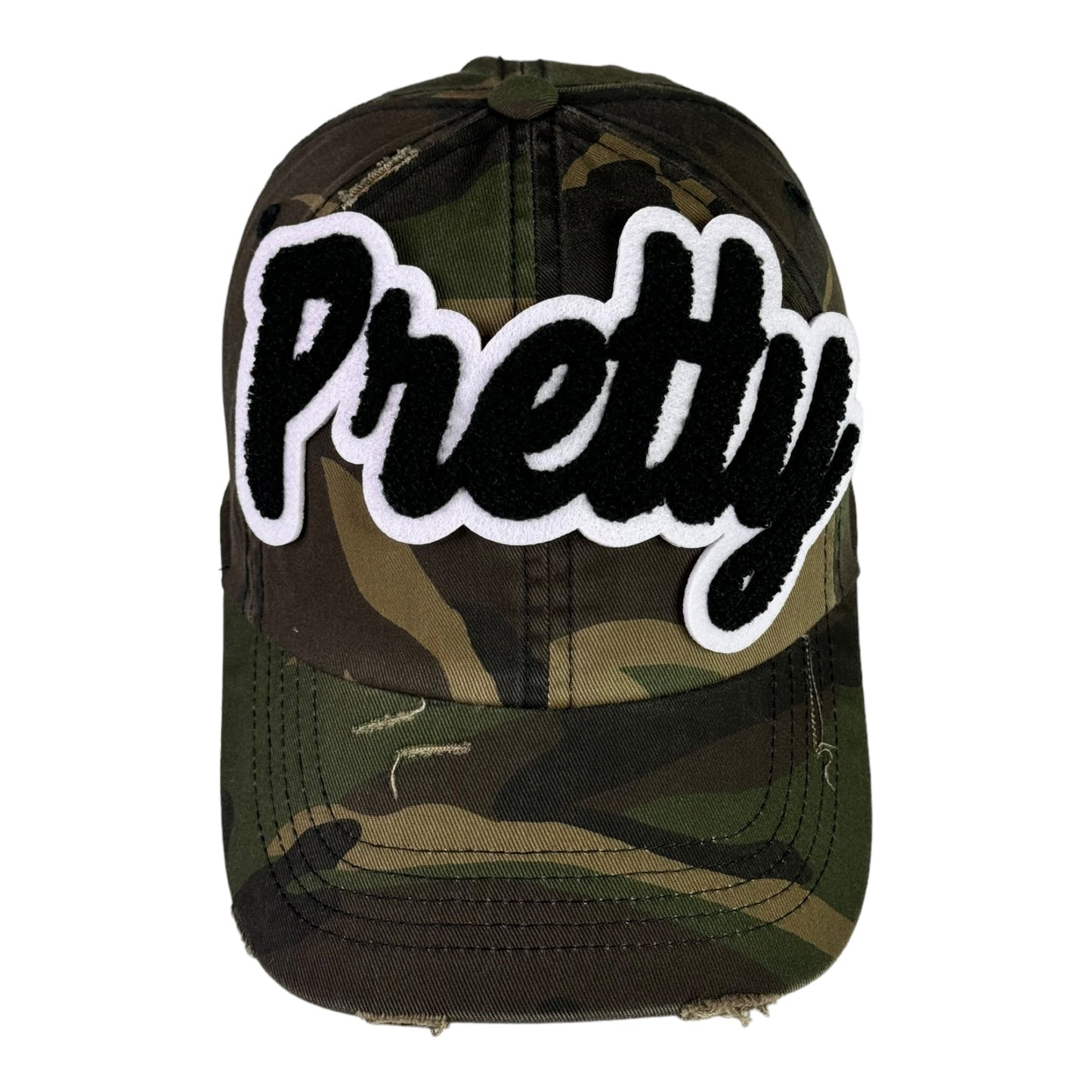 Pretty Dad Hat Camouflage Distressed Adjustable Unisex