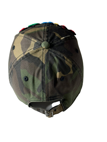 Virgo Hat, Camouflage Print Distressed Dad Hat Multi