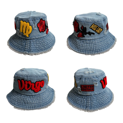 Distressed Denim Virgo Bucket Hat for Stylish Outfits