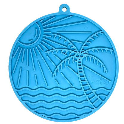 Sun n' Sea eMat - Enrichment Lick Mat For Dogs and Cats - With Suction Cups - Beach Design | USA Made