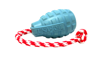 USA-K9 Grenade Rubber Dog Toy - Chew, Treat Dispenser & Tug Toy | USA