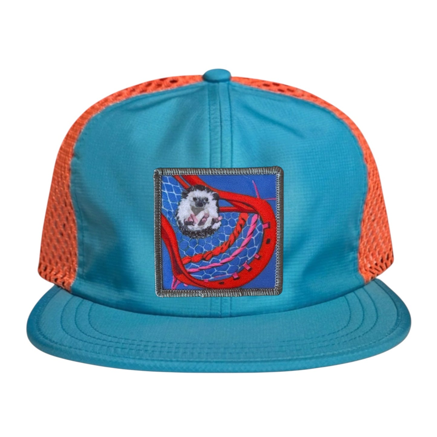 Wide Set Mesh Cap Orange/ Teal