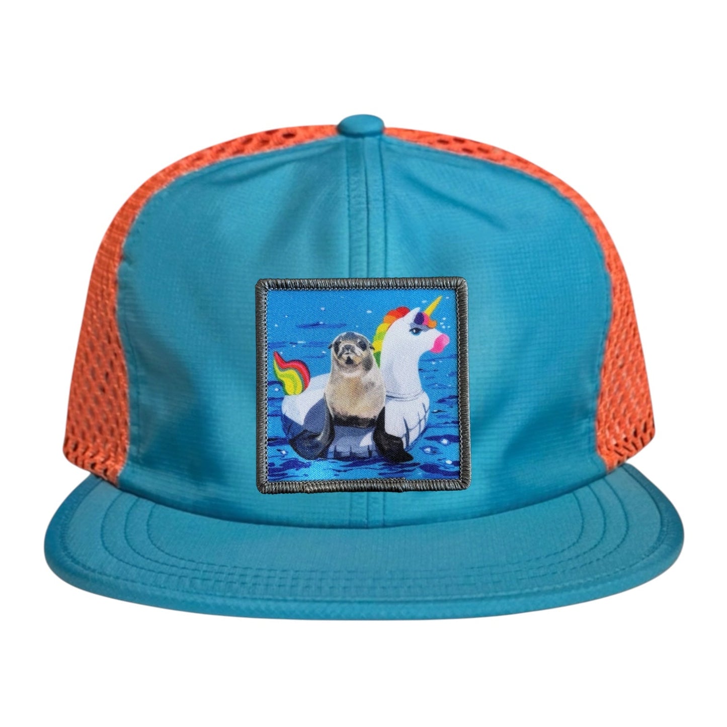Wide Set Mesh Cap Orange/ Teal