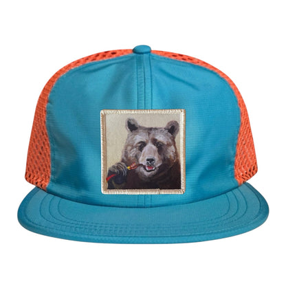 Wide Set Mesh Cap Orange/ Teal